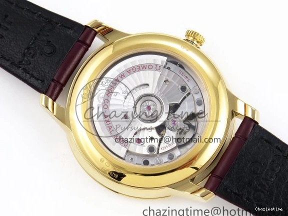 0202 De Ville Date YG MKF 1:1 Best Edition White Textured Dial Roman Marker on Brown Leather Strap A Refined 7756